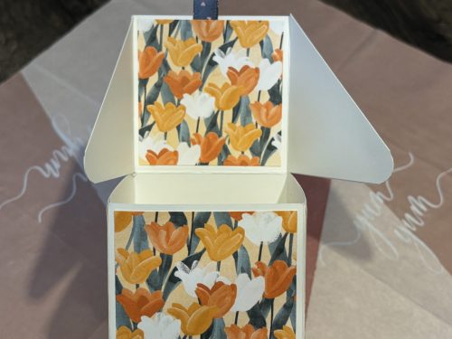 Geschenkschachtel aus Farbkarton und Designerpapier 7x7x7cm – Bild 3