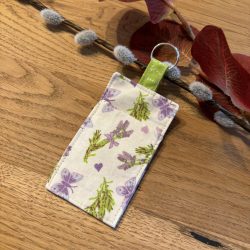 Lippenpflege-Halter / Lippenstifttasche mit Schlaufe und Metallring - Provencemuster